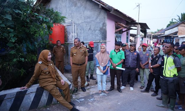 Walikota Eva Dwiana meninjau lokasi banjir di Kelurahan Campang Jaya