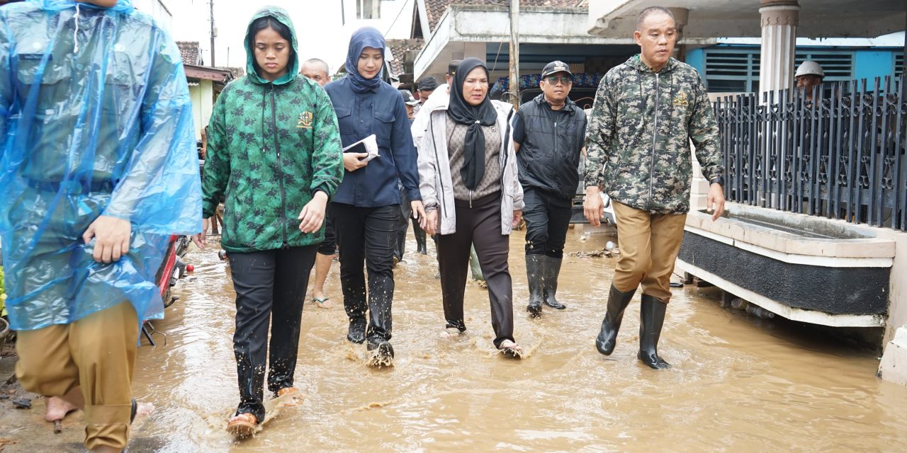 Walikota Bandar Lampung Eva Dwiana Meninjau lokasi terdampak banjir di kecamatan panjang