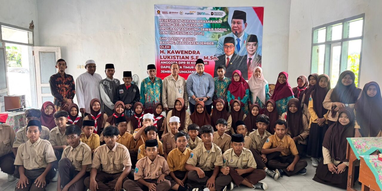 Amanat Prabowo, Kawendra Lukistian Resmikan Ruang Kelas Baru Untuk Pemerataan Akses Pendidikan di Jember