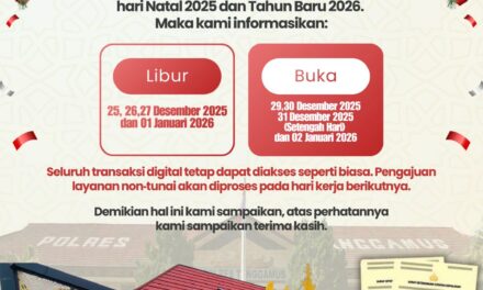 Polres Tanggamus Umumkan Jadwal Pelayanan Selama Libur Natal 2025 dan Tahun Baru 2026