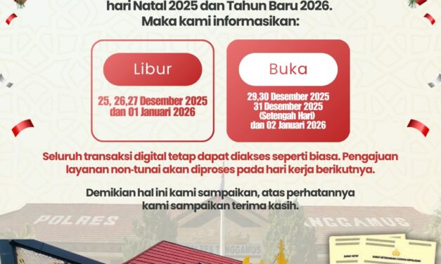Polres Tanggamus Umumkan Jadwal Pelayanan Selama Libur Natal 2025 dan Tahun Baru 2026