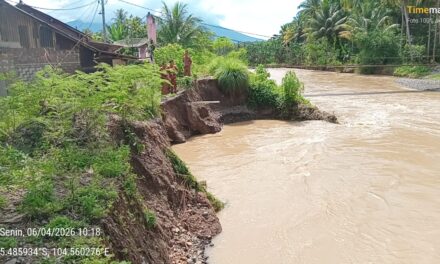 Darurat! Tanggul Nyaris Sentuh Rumah Warga Pekon Negara Batin, Penanganan Ditunggu